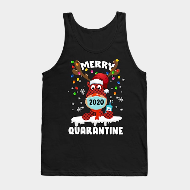 Santa's Reindeer Wearing Facemask Tree light Merry Quarantine Christmas 2020 Tank Top by mittievance